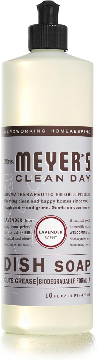MRS. MEYER'S CLEAN DAY Liquid Dish Soap, Peony, 16 fl oz, 3 Pack