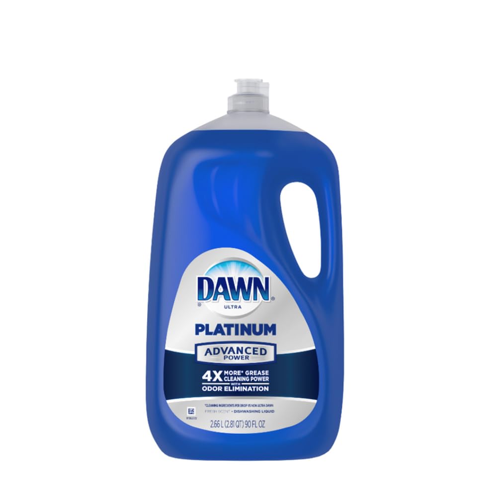 Dawn Platinum Dish Soap, Fresh Rain Scent Liquid Dishwashing Detergent, Powerful Dawn Dish Soap for Tough Grease Removal, 13 oz