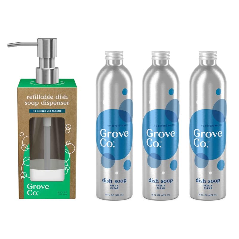 Grove Co. Dish Soap, 3 x 16 fl oz Refills, Orange & Rosemary