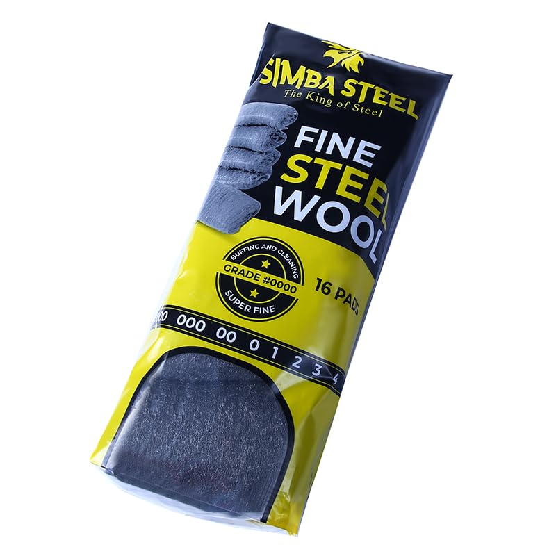 Steel Wool Grade 0000 - Finest Grade - 16 Steel Wool Pads – Steel Wool Scrubber for Cleaning & Rust Removal, Glass & Wood Buffing, Steel Scratch Remover, Mice & Rodents