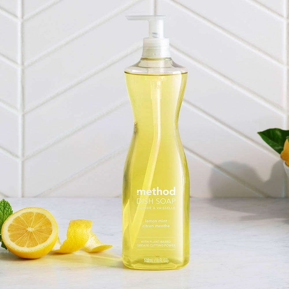 Method Gel Dish Soap Liquid, Lemon Mint, Tough on Grease, 18 Fl Oz (Pack of 6