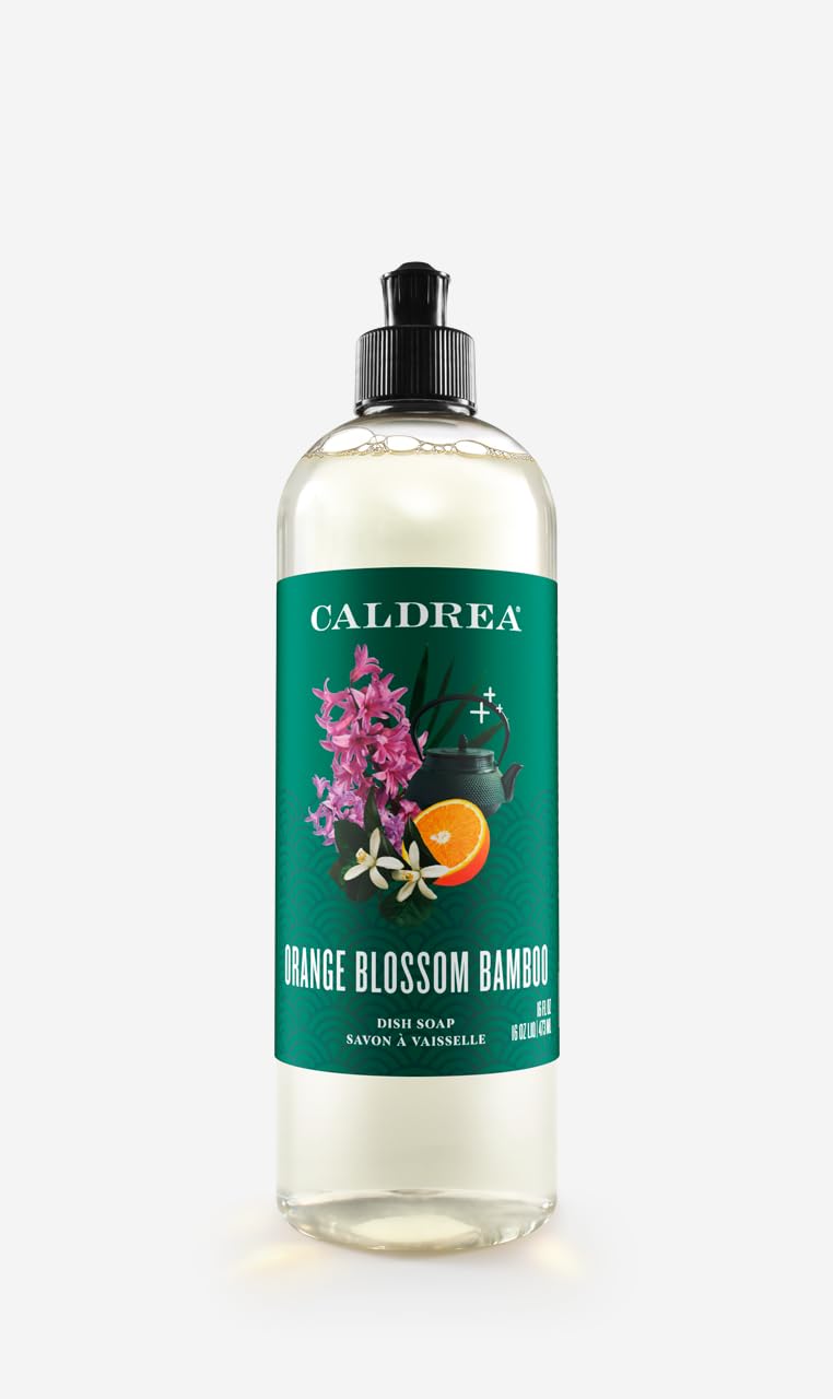 Caldrea Dish Soap, Biodegradable Dishwashing Liquid made with Soap Bark and Aloe Vera, Rosewater Driftwood, 16 oz , 3 Pack
