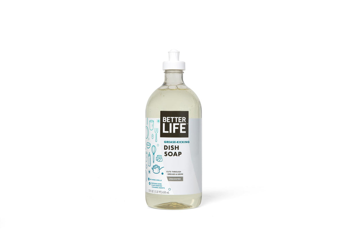 Better Life Dish Soap - Liquid Dishwashing Soap with Vitamin E and Aloe for Home & Kitchen Sink - No Gloves Required Kitchen Soap for Sensitive Skin - 22oz (Pack of 2) Lemon Mint