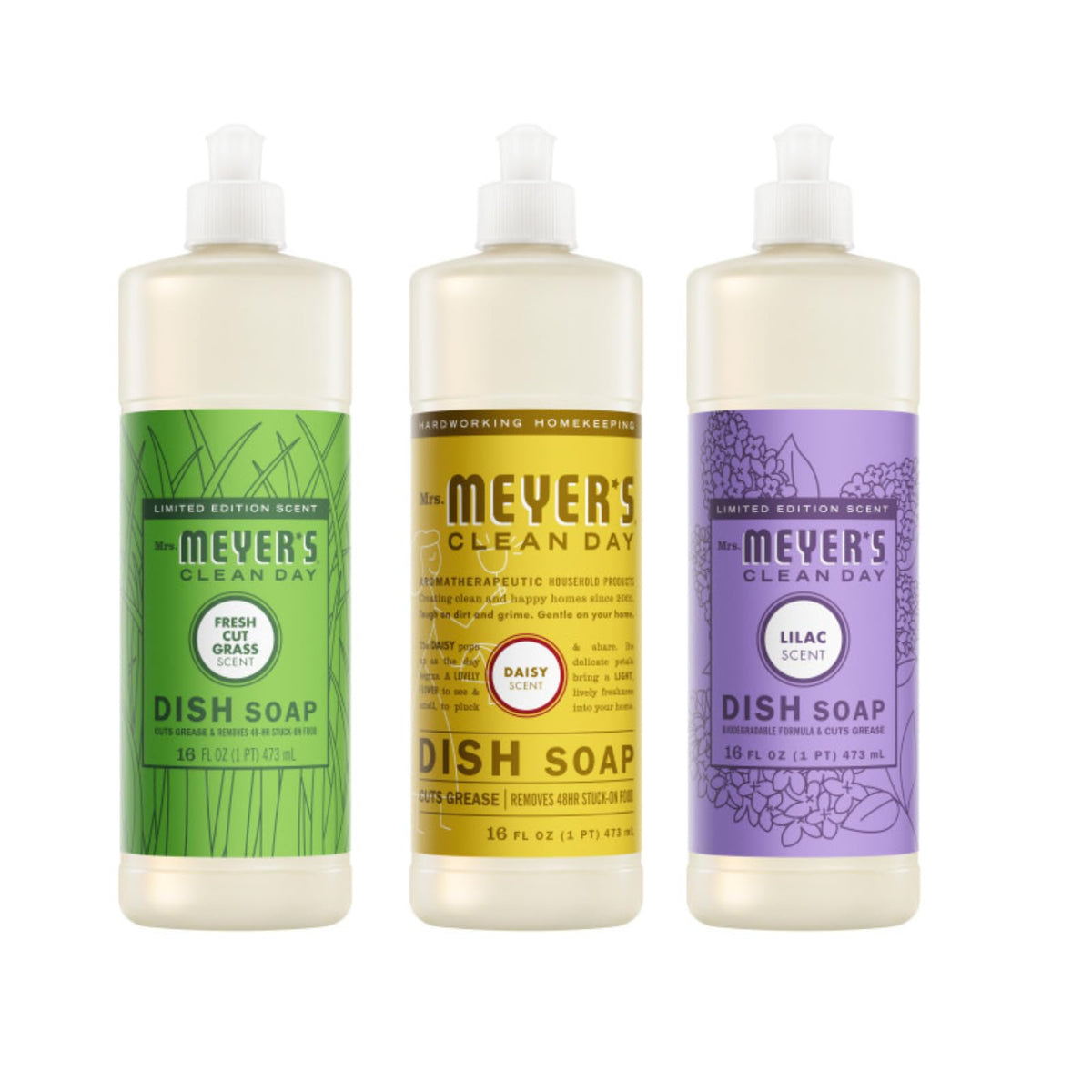 Mrs. Meyer's Clean Day, Liquid Dish Soap, Lemon Verbena, 16 Fl Oz, 3 Count