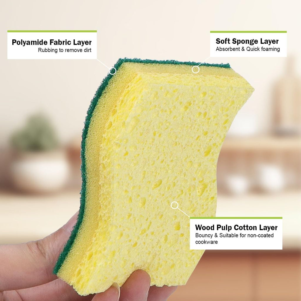 AIDEA Sponges Kitchen, 6Count, Heavy-Duty Scrub Sponges, Sponge for Dishes