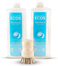 Unscented Dish Soap Liquid Hypoallergenic Cleaning Pack with 1 Natural Sisal Dish Scrub Brush & 2 Unscented Clear Liquid Dishwashing Soap With Biodegradable Formula (3 Items)