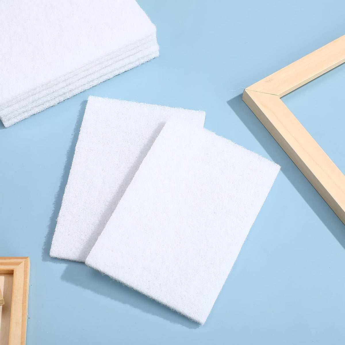 Hoolerry White Scrub Pads Non Scratch Multi Surface,6 X 9 Inch,White