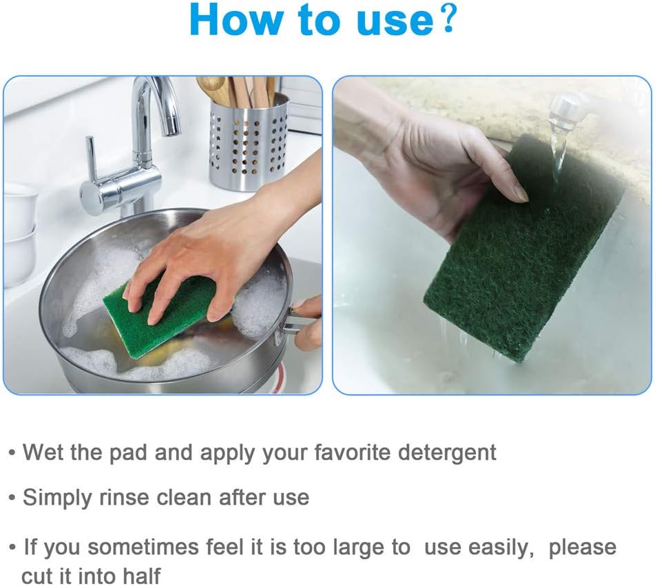 24Pcs Scouring Pad, Heavy Duty Dish Scrubber for Kitchen, Grill, Pots
