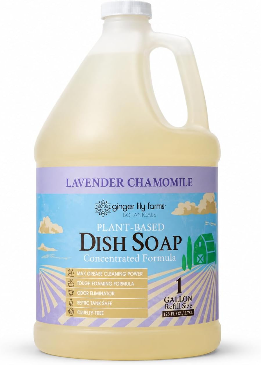 Ginger Lily Farms Botanicals Liquid Dish Soap, 128oz, Lavender Chamomile