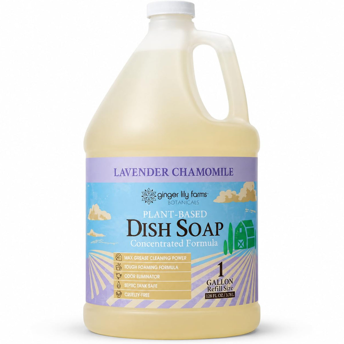 Ginger Lily Farms Botanicals Liquid Dish Soap, 128oz, Lavender Chamomile