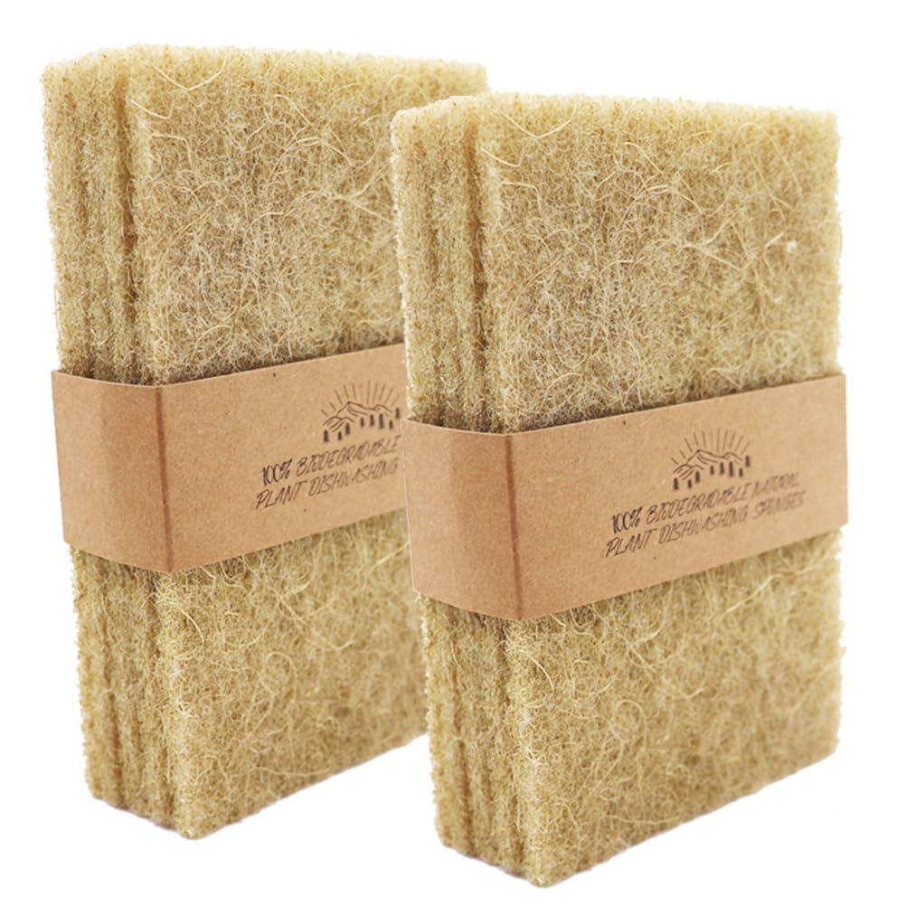 Natural Scouring Pads 10 Pack- Dish Scrubber Non-Scratch Sisal Cleaning Scrub Pads, Eco-Friendly Glass Coconut Fiber Kitchen Scrubbers for Pans and Pots, Compostable, Biodegradable (10 Pack)