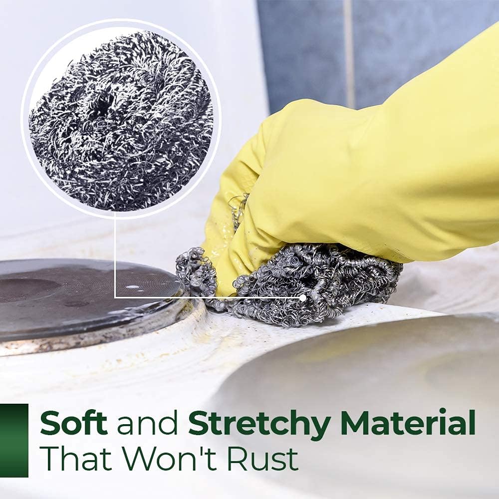 Stanley Home Products Stainless Steel Scrubbers – Rust Resistant Sponge for Pots, Pans, Grills, Ovens, Sinks and Tools – Metal Scrubbers for Kitchen & Garage Cleaning (1 Pack - 2 Count)