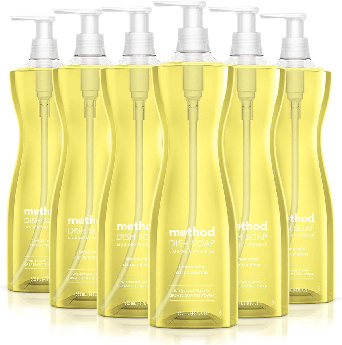 Method Gel Dish Soap Liquid, Lemon Mint, Tough on Grease, 18 Fl Oz (Pack of 6