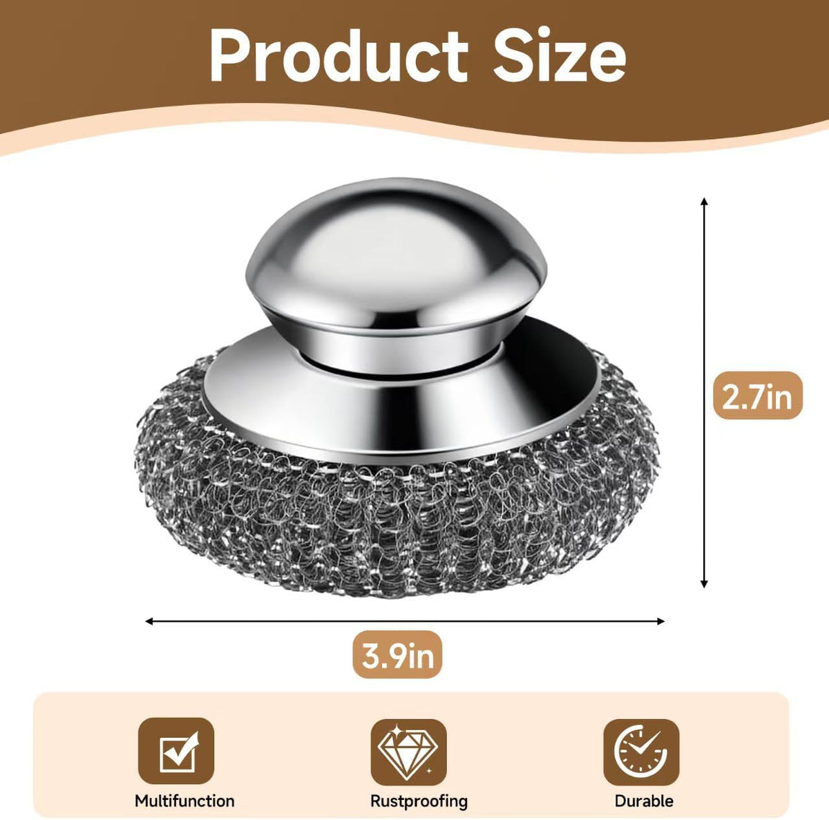 5Pcs Steel Wool Scrubber for Pots Pans Heavy Duty Cleaner-Stainless Steel