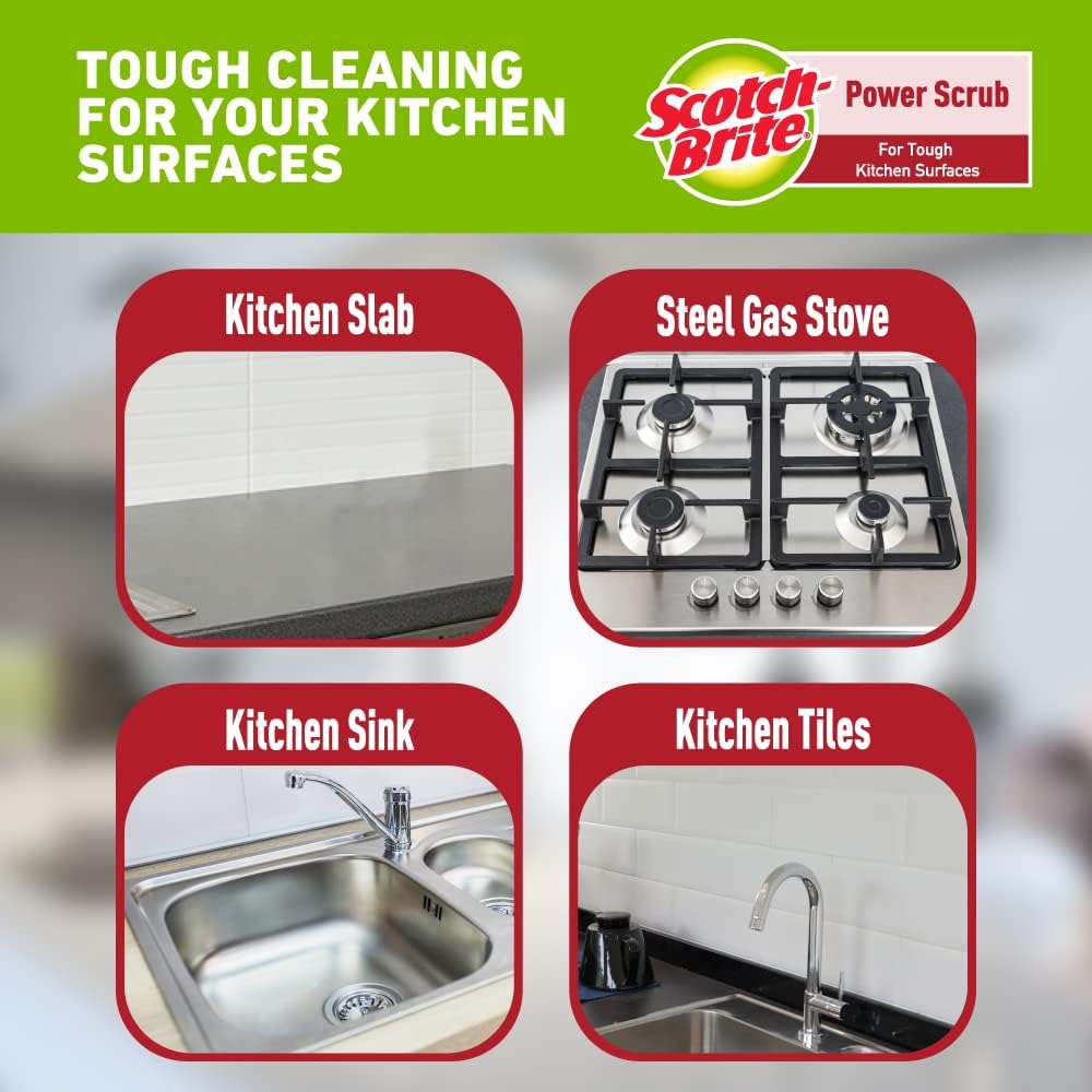 Scotch-Brite Power Scrub with Steel Mesh for Utensil Cleaning | Removes Tough Stains | Utensil Scrubber | Pack of 5