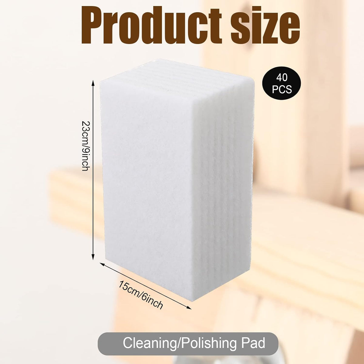 Hoolerry White Scrub Pads Non Scratch Multi Surface,6 X 9 Inch,White