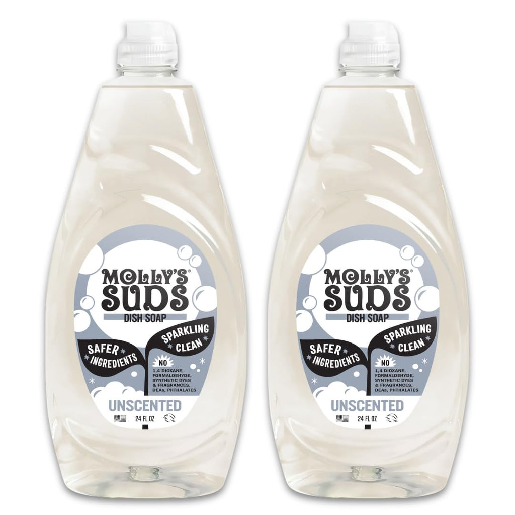Molly's Suds Liquid Dish Soap | Clean, Simple Ingredients | Extra Scrubbing Power | Citrus Scent, 24 oz - 2 Pack
