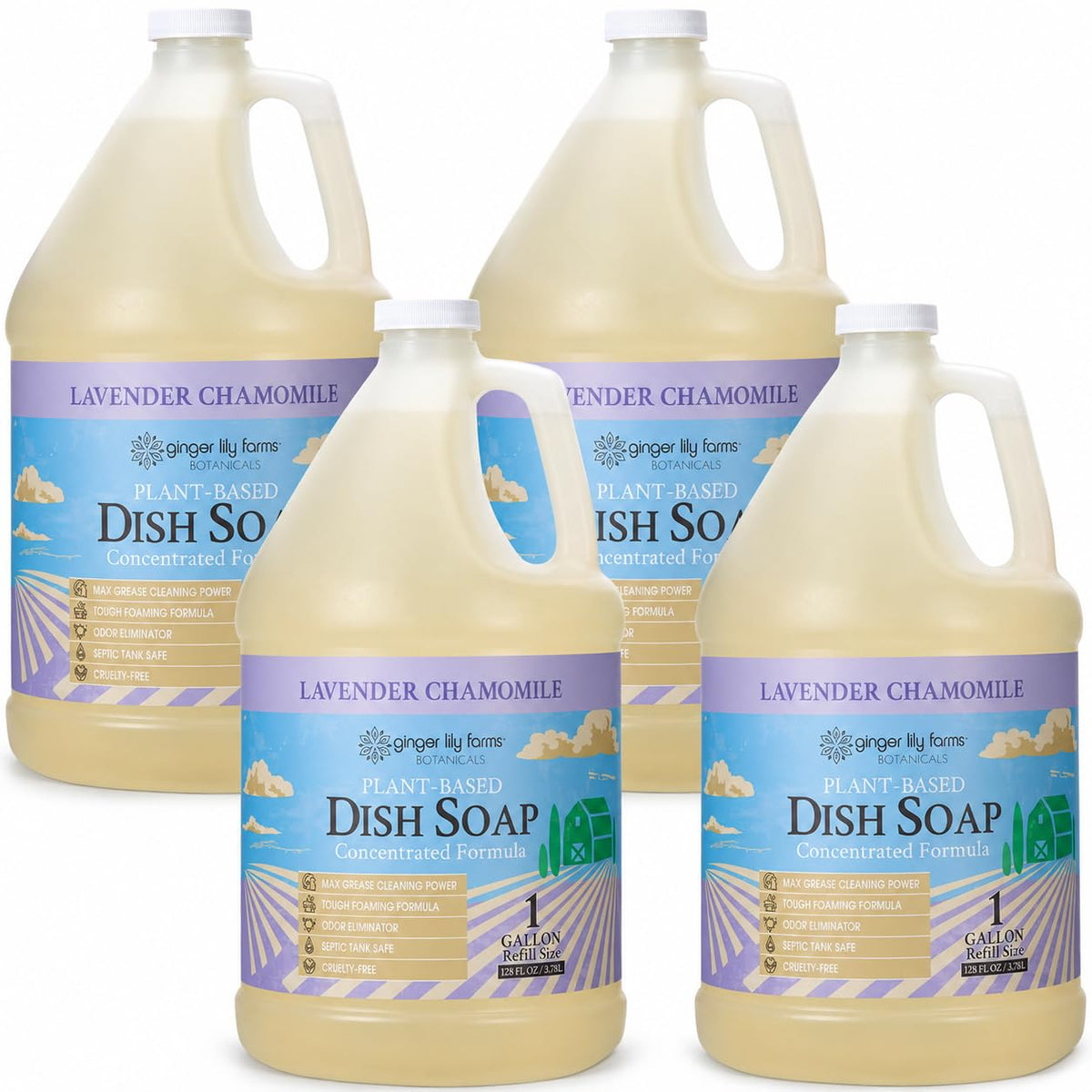 Ginger Lily Farms Botanicals Liquid Dish Soap, 128oz, Lavender Chamomile