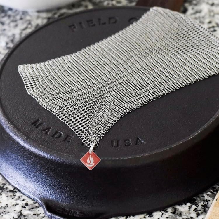 Knapp Made 7"x5" Chainmail Dishcloth - Stainless Steel Cast Iron Scrubber