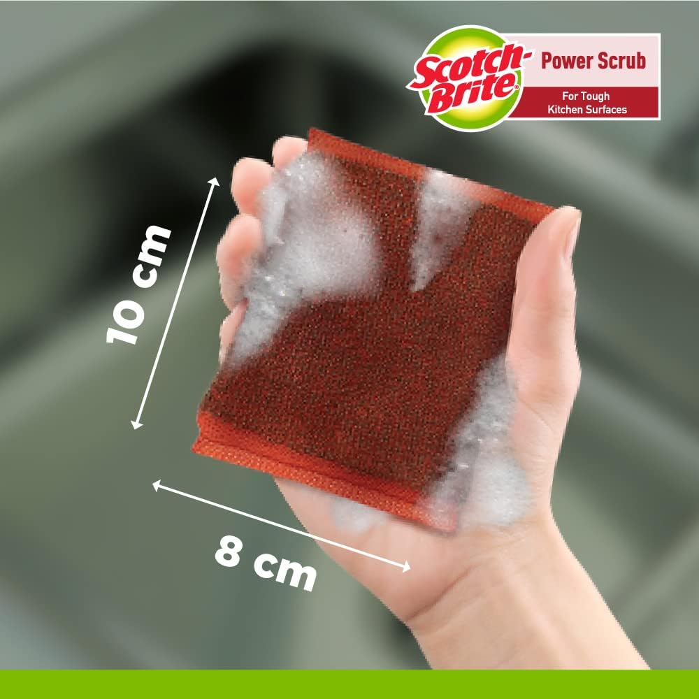 Scotch-Brite Power Scrub with Steel Mesh for Utensil Cleaning | Removes Tough Stains | Utensil Scrubber | Pack of 5