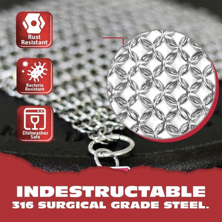 Knapp Made 7"x5" Chainmail Dishcloth - Stainless Steel Cast Iron Scrubber