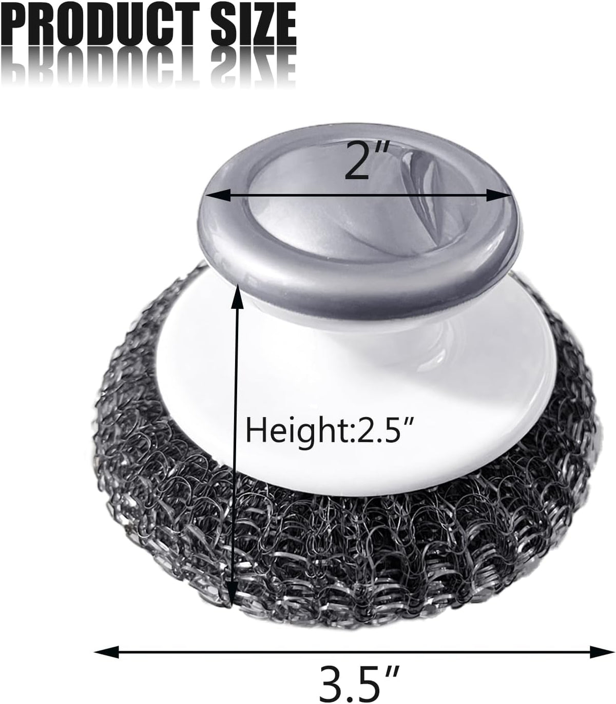 Stainless Steel Wool Scrubber with Handle, Heavy Duty Dish Scrubber, Steel Brush for Cleaning Pots, Pans, Grills, Sink (4 Pack)