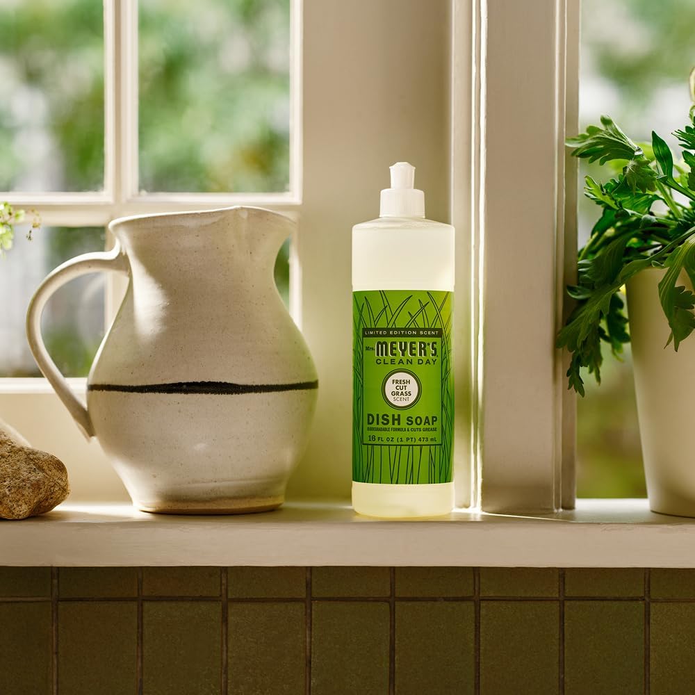 MRS. MEYER'S CLEAN DAY Liquid Dish Soap, Fresh Cut Grass, 16 fl oz, 3 Pack