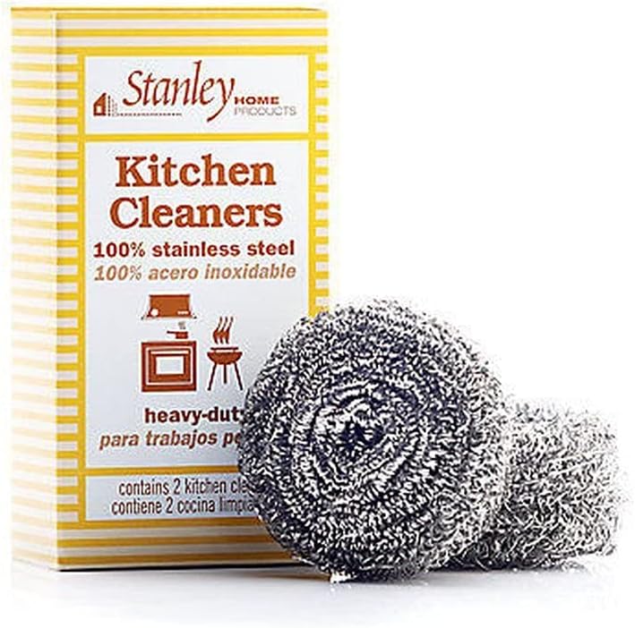 Stanley Home Products Stainless Steel Scrubbers – Rust Resistant Sponge for Pots, Pans, Grills, Ovens, Sinks and Tools – Metal Scrubbers for Kitchen & Garage Cleaning (1 Pack - 2 Count)