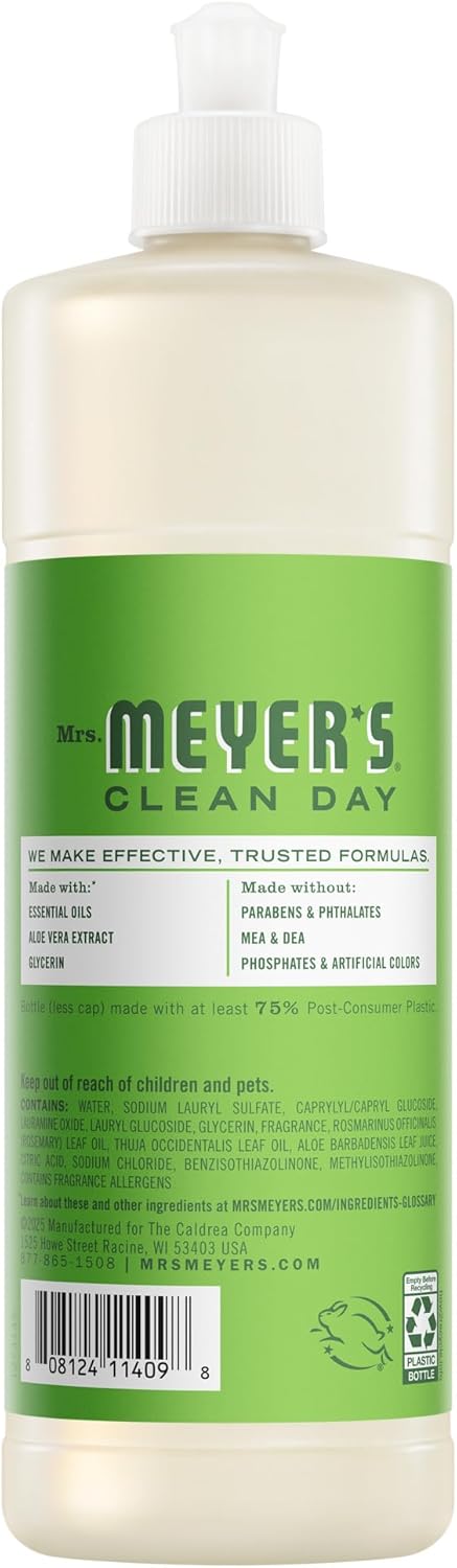 MRS. MEYER'S CLEAN DAY Liquid Dish Soap, Fresh Cut Grass, 16 fl oz, 3 Pack