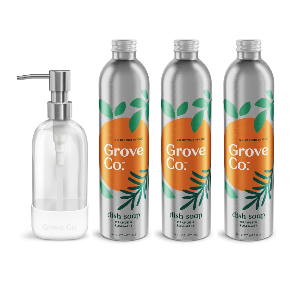 Grove Co. Dish Soap, 3 x 16 fl oz Refills, Orange & Rosemary