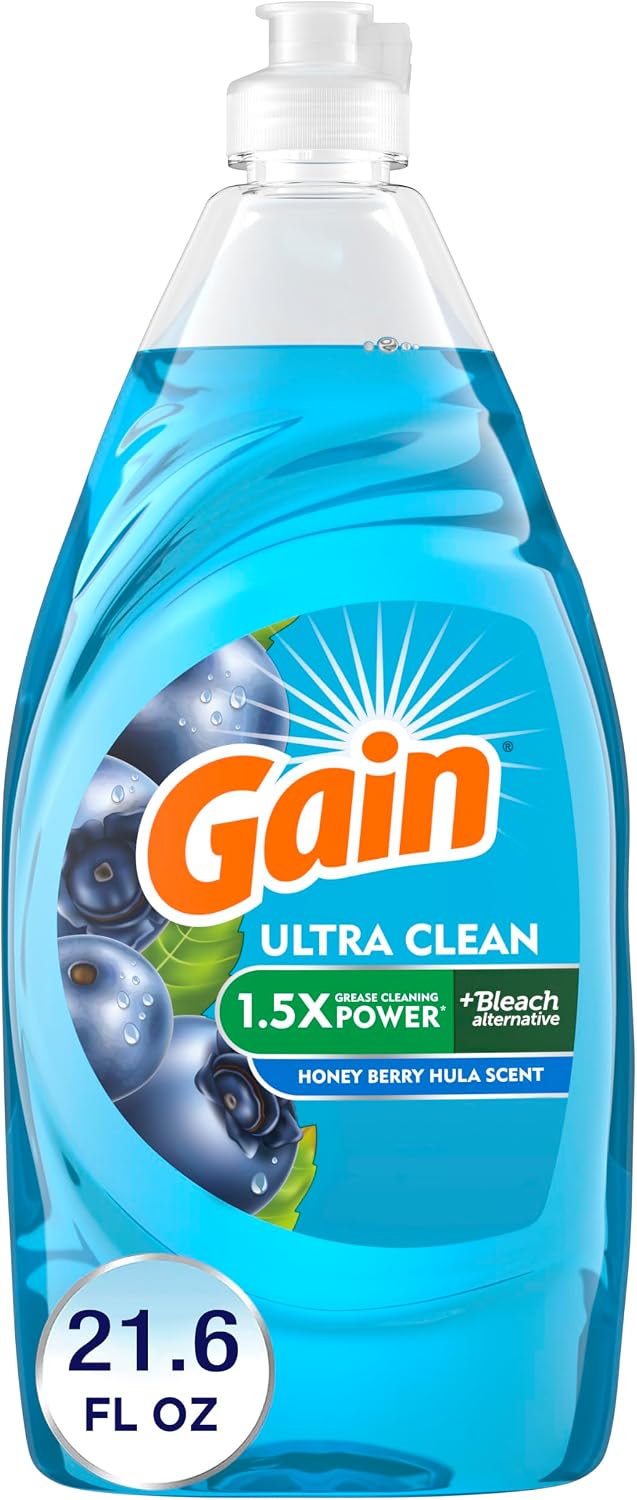 Gain Ultra + Bleach Alternative Dish Soap, Dishwashing Liquid, Honey Berry Hula, 21.6 Fl Oz