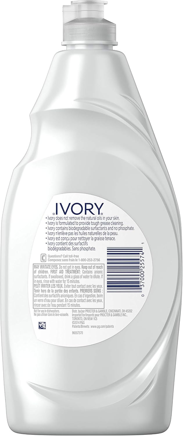 Ivory Dish Soap Original, 709mL/1.5pt/24fl oz, 3 PACK (10 Per master case)