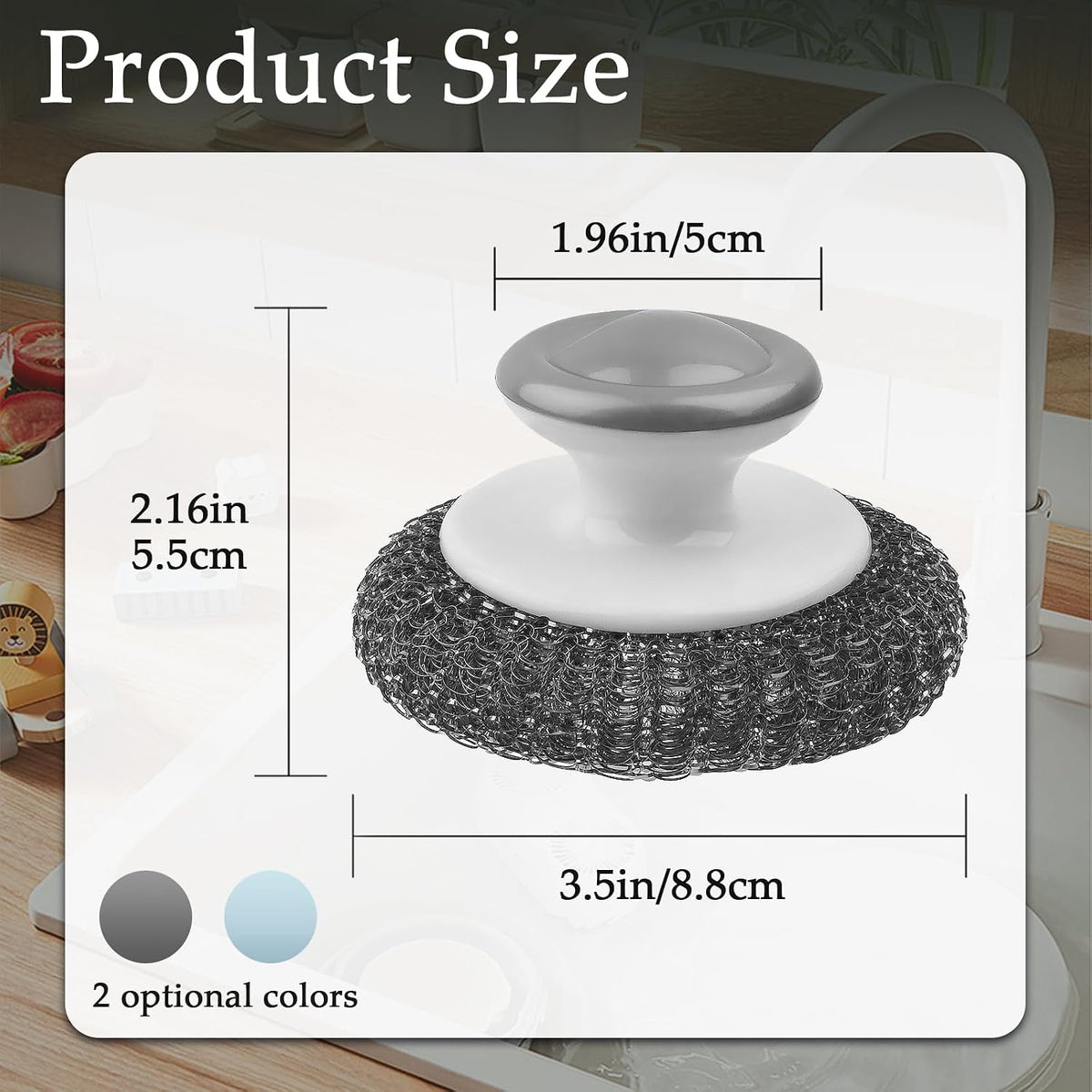 2 Pack Stainless Steel Wool Scrubber, Scrubbing Scouring Pad, Steel Wool Scrubber for Kitchens, Bathroom and Kitchen Pots, Pans, Sink(Grey)
