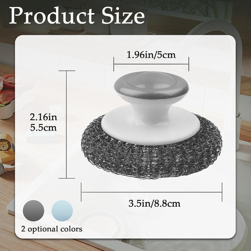 2 Pack Stainless Steel Wool Scrubber, Scrubbing Scouring Pad, Steel Wool Scrubber for Kitchens, Bathroom and Kitchen Pots, Pans, Sink(Grey)