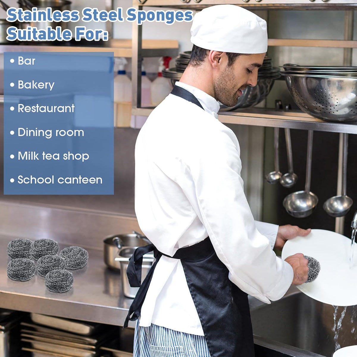 Roshtia 40 Pcs Stainless Steel Scrubber Bulk Large Steel Wool Scrubber