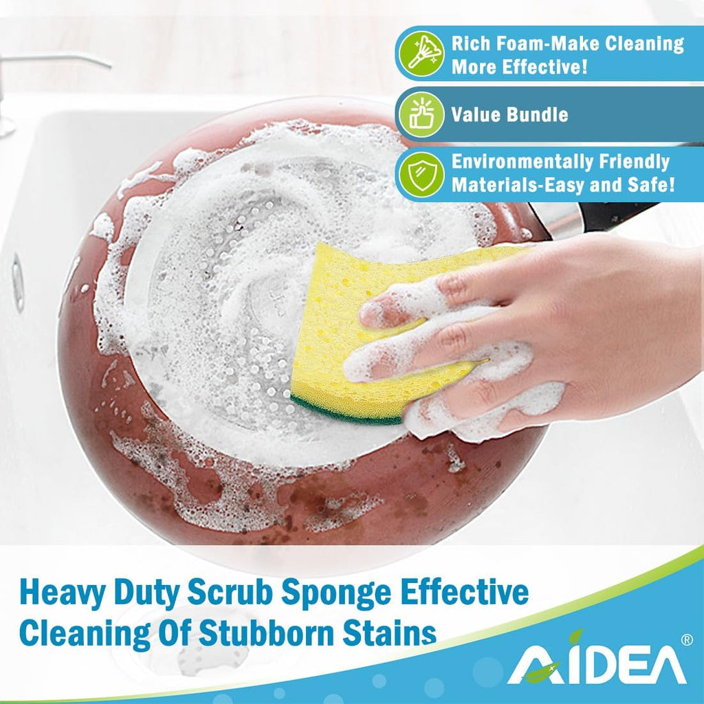 AIDEA Sponges Kitchen, 6Count, Heavy-Duty Scrub Sponges, Sponge for Dishes
