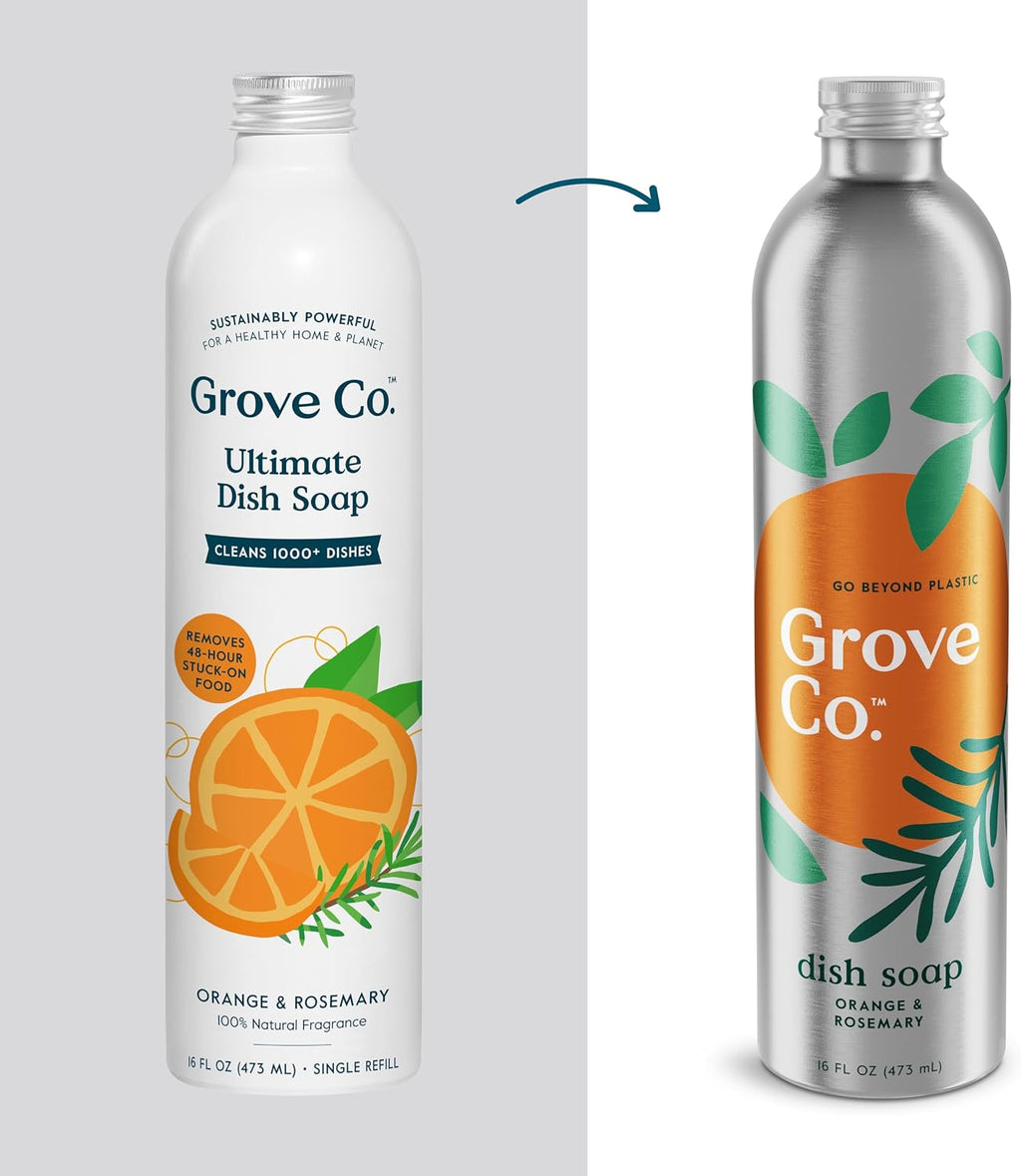 Grove Co. Dish Soap, 3 x 16 fl oz Refills, Orange & Rosemary