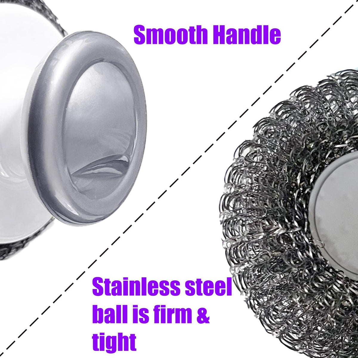 Stainless Steel Wool Scrubber with Handle, Heavy Duty Dish Scrubber, Steel Brush for Cleaning Pots, Pans, Grills, Sink (4 Pack)