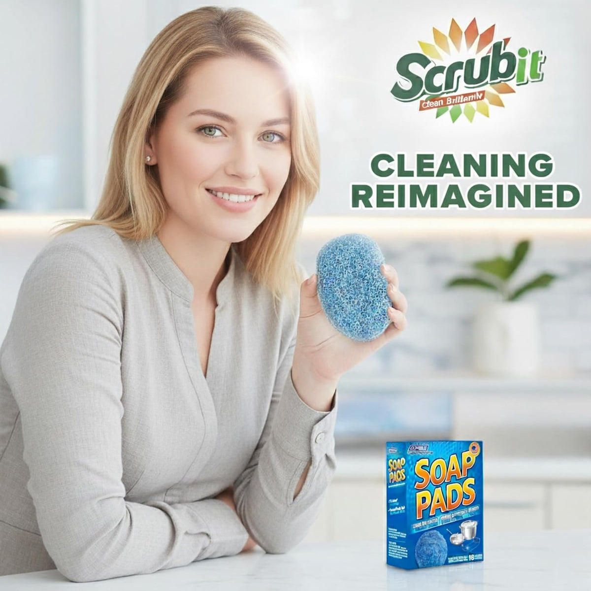 SCRUBIT 20 PK Steel Wool Soap Pads - [Updated Not-Kosher!] - Metal Scouring Cleaning Pads for Dishes, Pots and Ovens - Pre-Soaped scrubbing Pads for Easy Cleaning of Tough Kitchen Grease and Oil