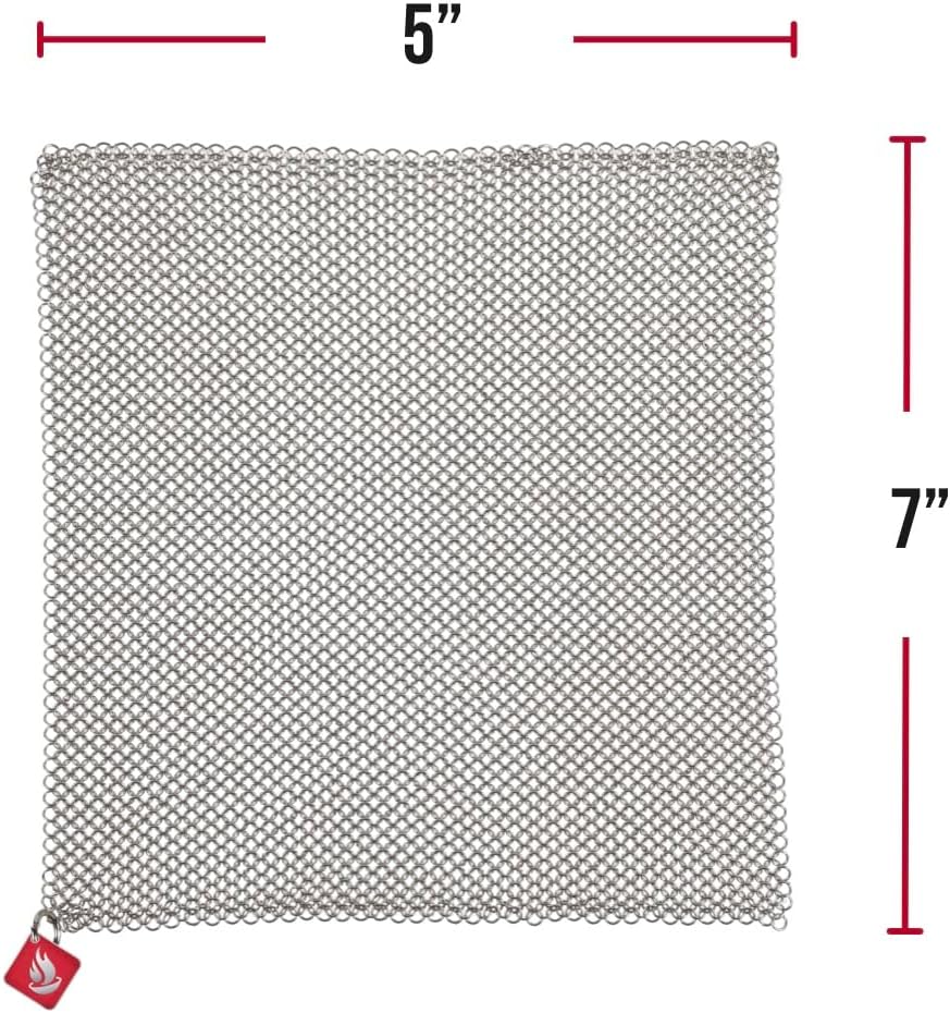Knapp Made 7"x5" Chainmail Dishcloth - Stainless Steel Cast Iron Scrubber