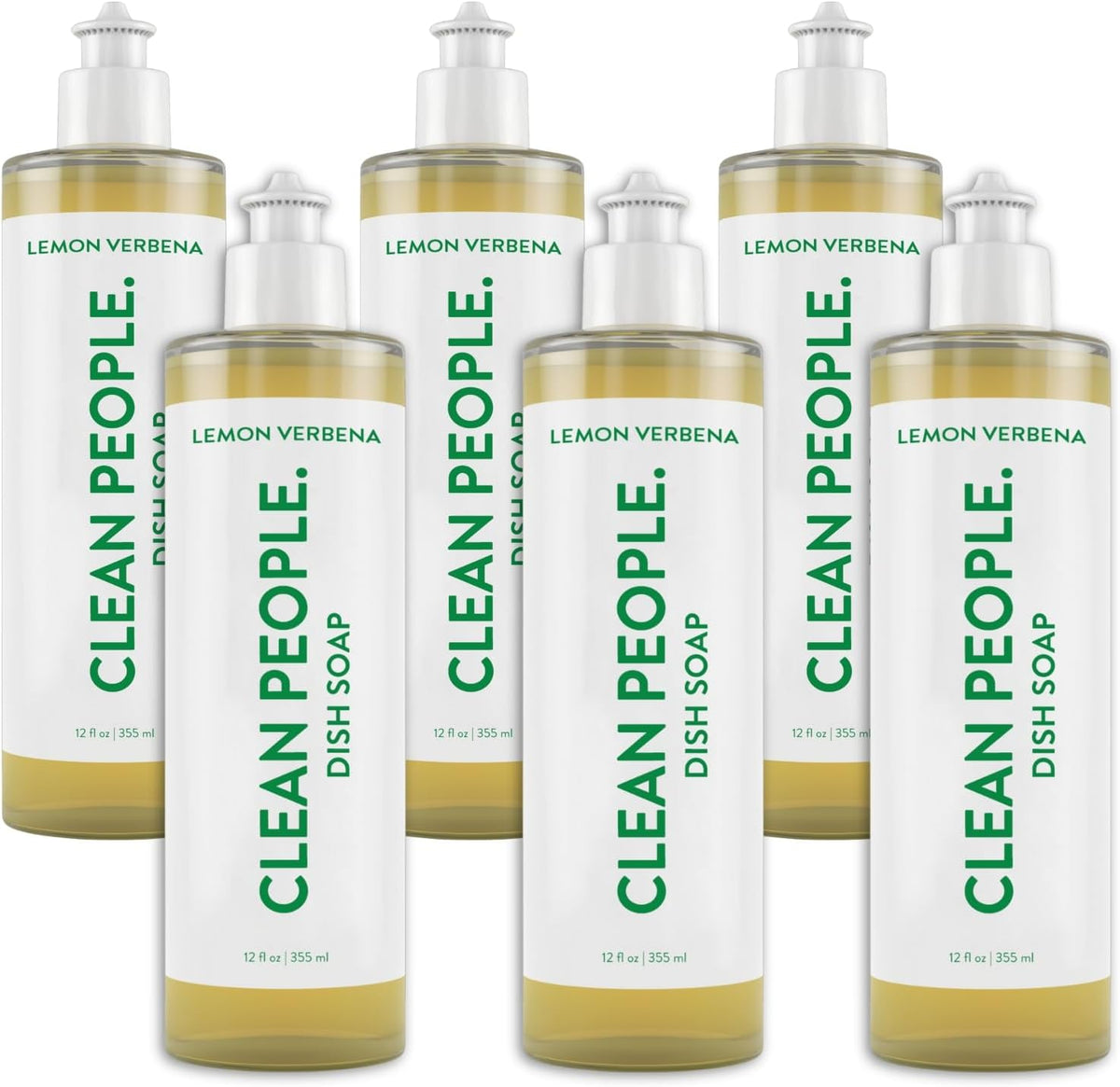 THE CLEAN PEOPLE Liquid Dish Soap - Clean, Simple Ingredients - Extra Scrubbing Power (Lemon Verbena Scent) 12 fl. oz (6 Pack)