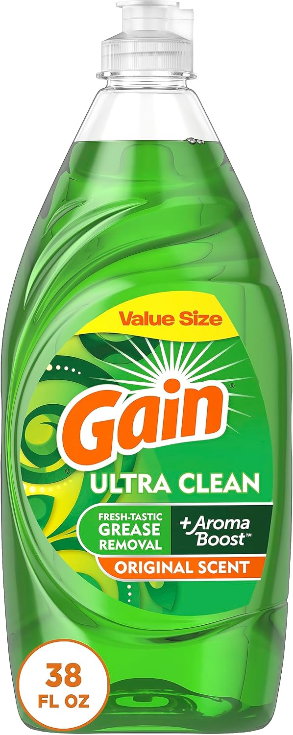 Gain Ultra Liquid Dish Soap, Dishwashing Liquid, Grease Removal, Original Scent, 38 Fl Oz (Pack of 1)