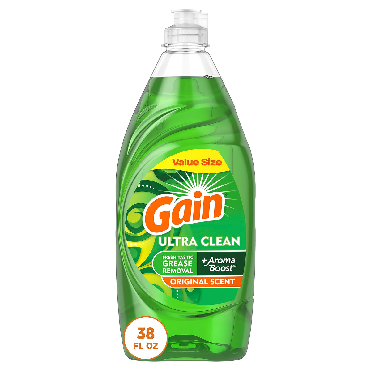 Gain Ultra Liquid Dish Soap, Dishwashing Liquid, Grease Removal, Original Scent, 38 Fl Oz (Pack of 1)