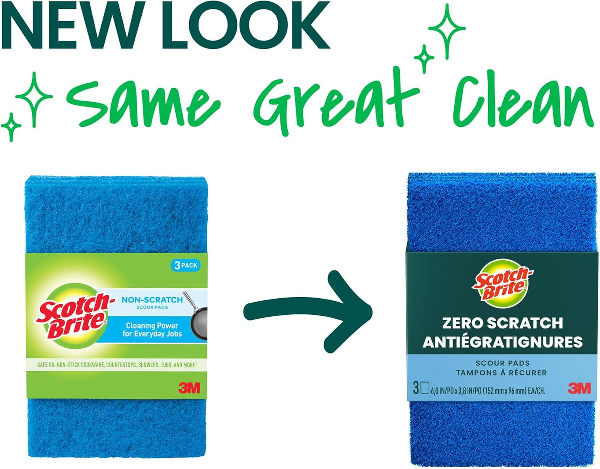 Scotch-Brite Zero Scratch Scour Pads, 6 in. x 3.8 in. (Blue) / 3-Pack