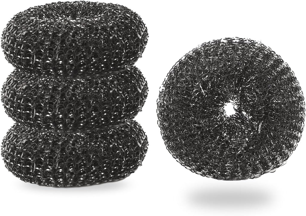 Stainless Steel Wool BBQ Grill Cleaning Scrubber Pads, 4 Pack