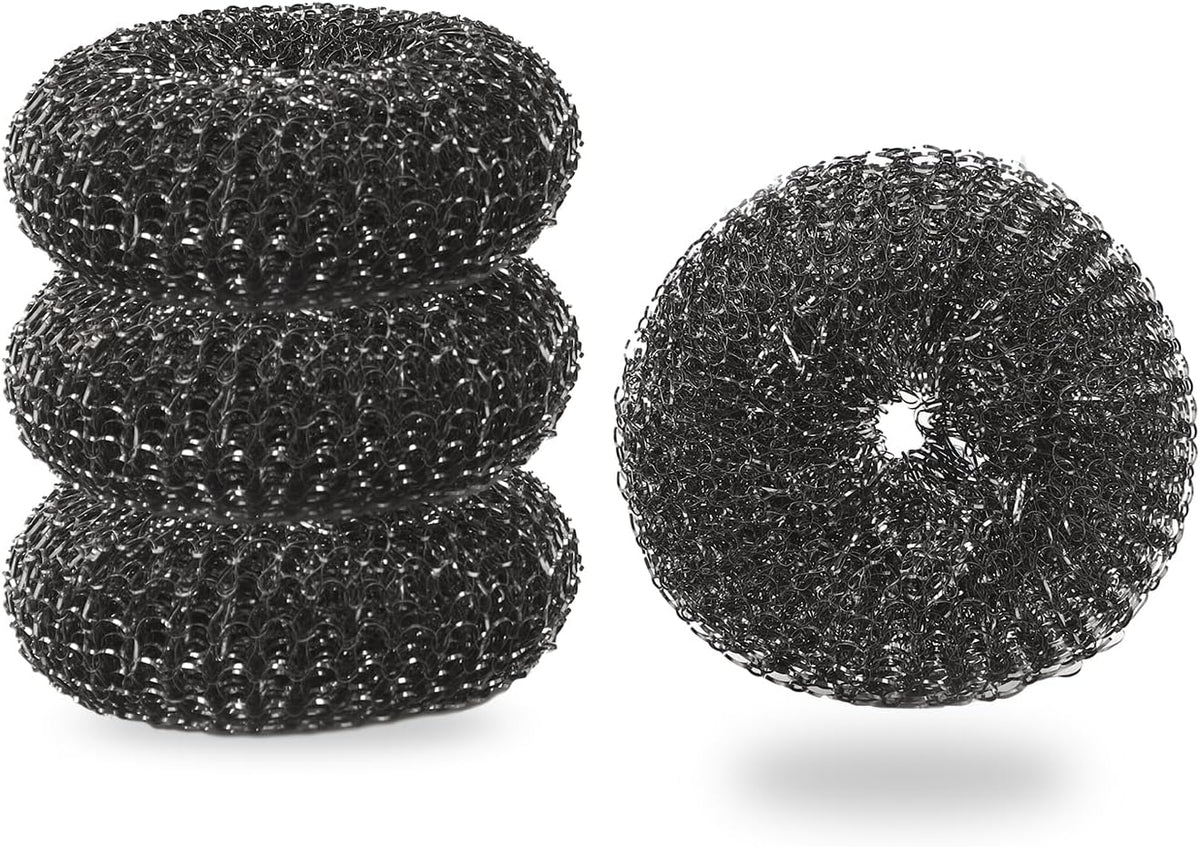 Stainless Steel Wool BBQ Grill Cleaning Scrubber Pads, 4 Pack