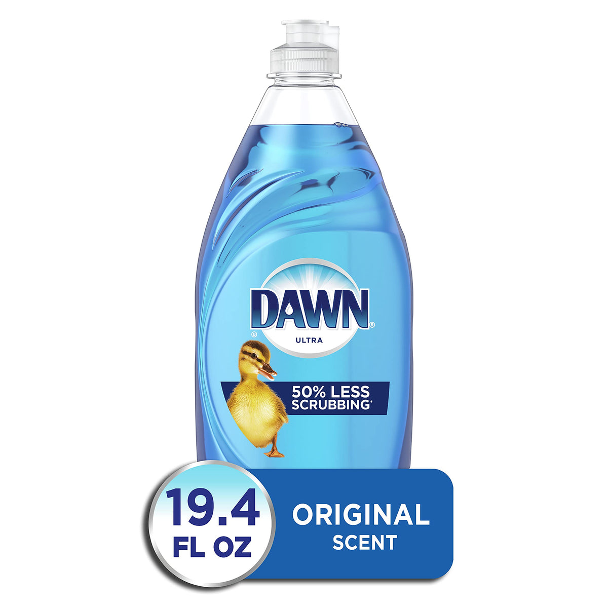 Dawn Ultra Original Dish Soap Refill Jug Large Size Blue Liquid Dishwashing Detergent, Powerful Soap for Grease, 51.5oz (Pack of 2)