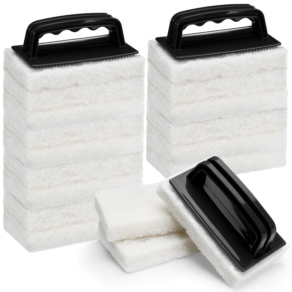 Maxdot 18 Pcs Handled Bath Scrubber Sponge Scrub Pad with Handle Cleaning