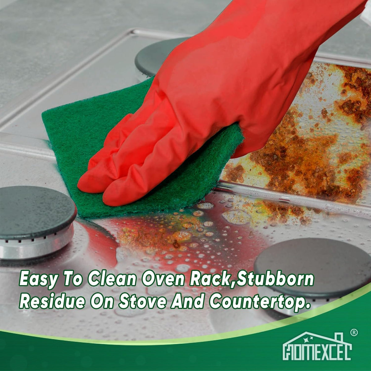 HOMEXCEL Heavy Duty Scouring Pads, 24 Pack Green Scrub Pads for Cleaning