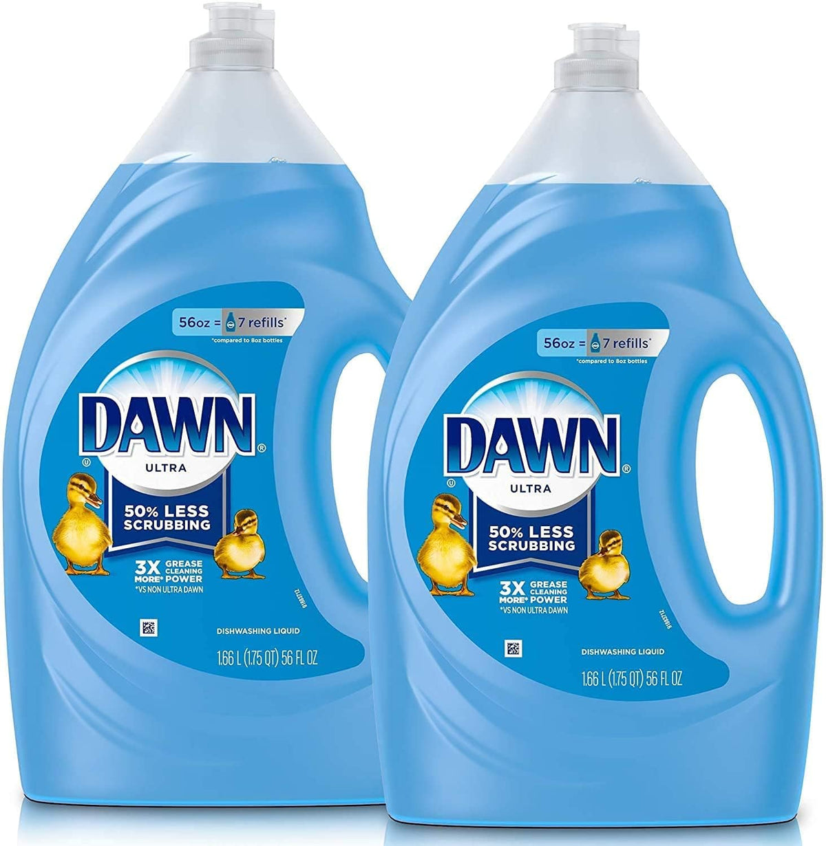 Dawn Ultra Original Dish Soap Refill Jug Large Size Blue Liquid Dishwashing Detergent, Powerful Soap for Grease, 51.5oz (Pack of 2)